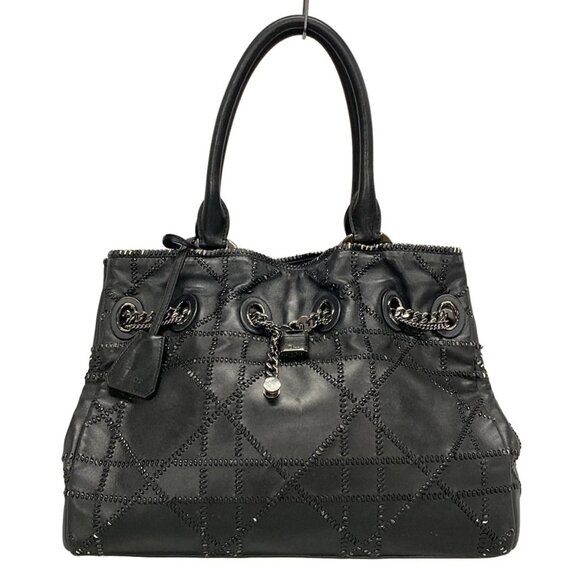 DIOR/ChristianDior Cannage Stitch Black Leather Tote Bag 665-072325 - Picture 1 of 14